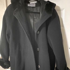 Women’s wool and faux mink inside coat